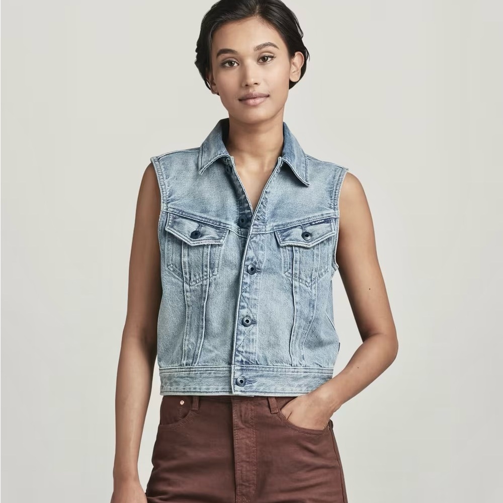 Geoffrey Beene Vtg Denim Vest Light Blue